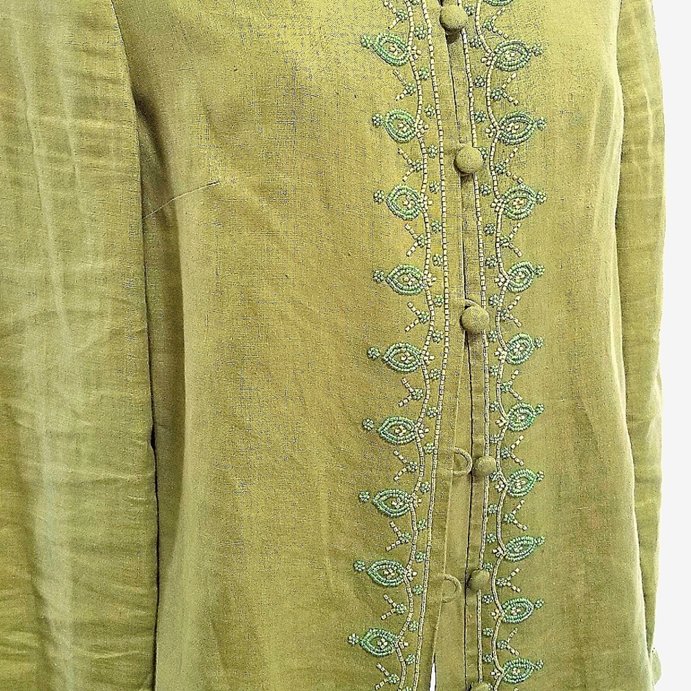 Nieman Marcus Beaded Linen Tunic